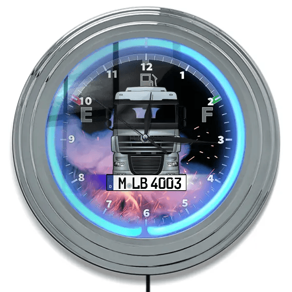 XF105 Neon Wanduhr personalisiert mit deinem LKW u. Kennzeichen!