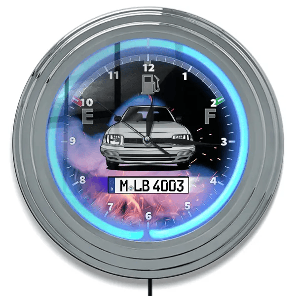 Applause Neon Wanduhr personalisiert mit deinem Auto u. Kennzeichen!