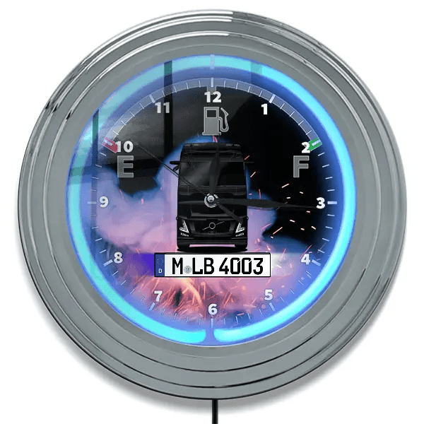 FH Electric Neon Wanduhr personalisiert mit deinem LKW u. Kennzeichen!