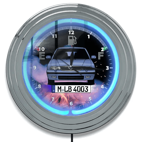 Kappa Coupe Neon Wanduhr personalisiert mit deinem Auto u. Kennzeichen!