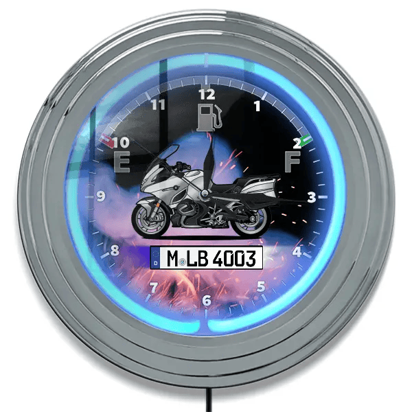 R 1250 RT Neon Wanduhr personalisiert mit deinem Motorrad u. Kennzeichen!