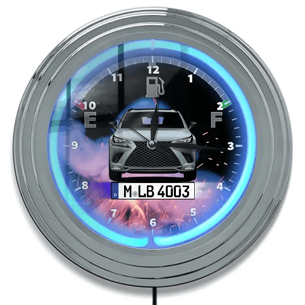 NX Neon Wanduhr personalisiert mit deinem Auto u. Kennzeichen!