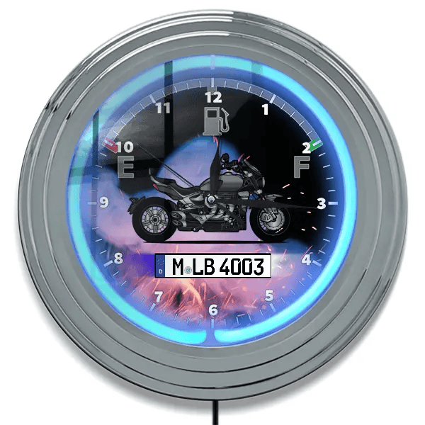 Rocket 3 Neon Wanduhr personalisiert mit deinem Motorrad u. Kennzeichen!