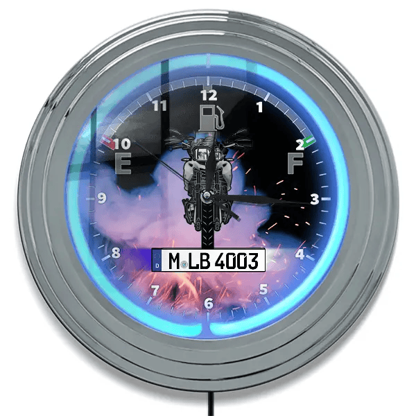 Durango Neon Wanduhr personalisiert mit deinem Auto u. Kennzeichen!