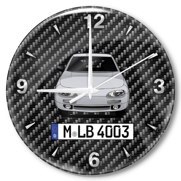 100 NX Wanduhr personalisiert mit Auto u. Kennzeichen! M, Carbon Design