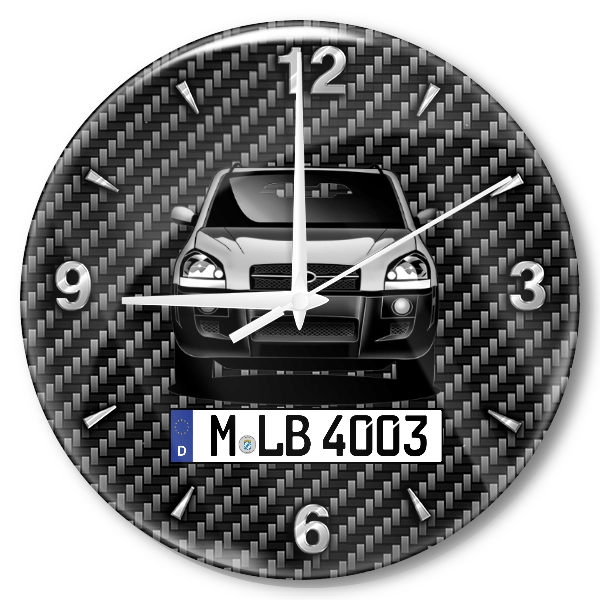 Tucson Wanduhr personalisiert mit Auto u. Kennzeichen! M, Carbon Design