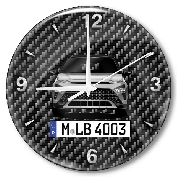 Bayon Wanduhr personalisiert mit Auto u. Kennzeichen! M, Carbon Design