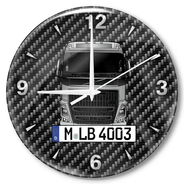 FH16 540 Wanduhr personalisiert mit LKW u. Kennzeichen! M, Carbon Design