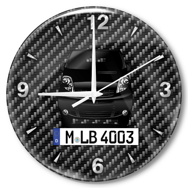 Primastar Wanduhr personalisiert mit Auto u. Kennzeichen! M, Carbon Design