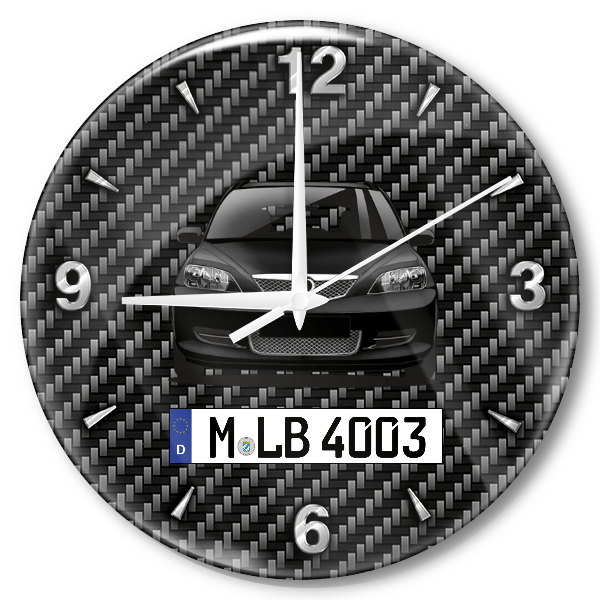 2 Wanduhr personalisiert mit Auto u. Kennzeichen! M, Carbon Design