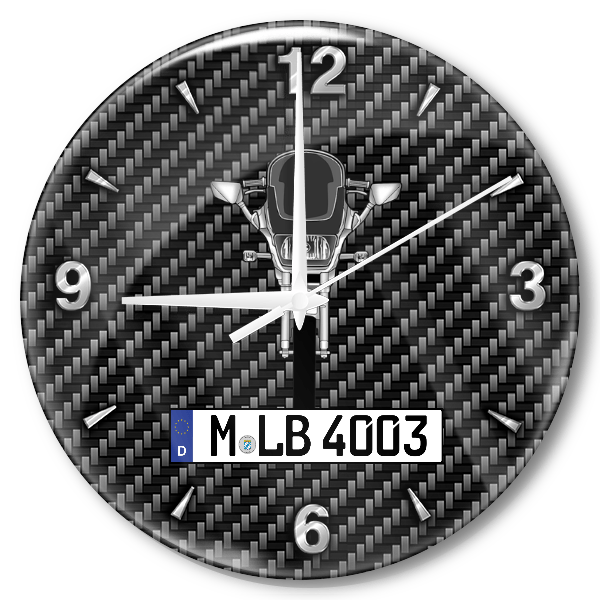 GPZ 500 S Wanduhr personalisiert mit Motorrad u. Kennzeichen! M, Carbon Design