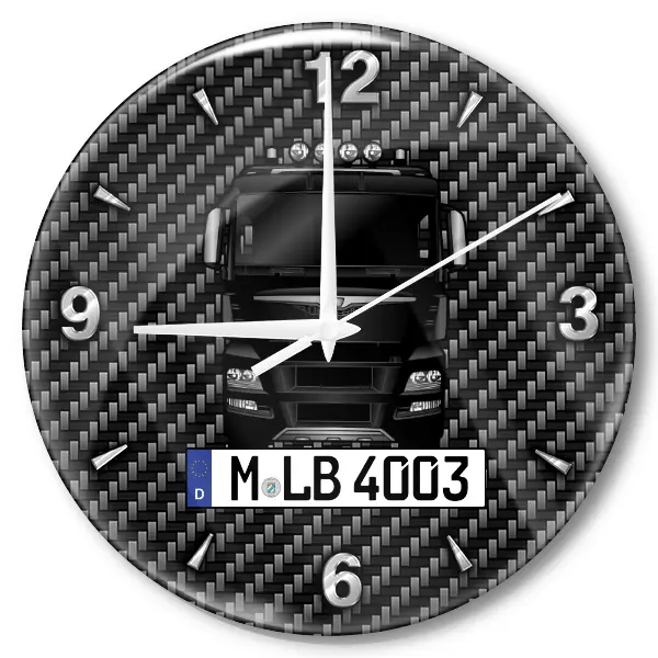 TGX 18.560 Wanduhr personalisiert mit LKW u. Kennzeichen! M, Carbon Design