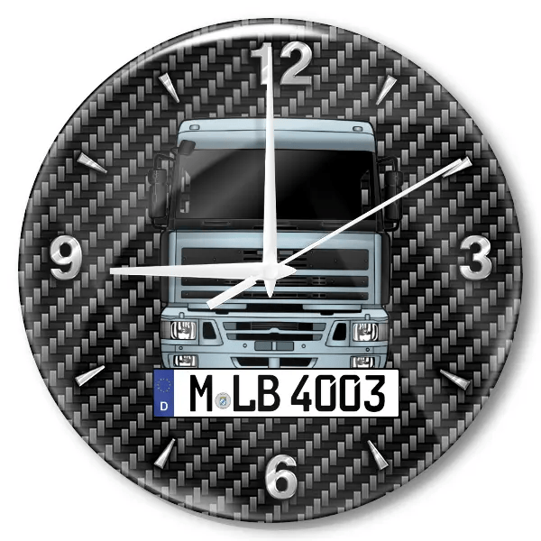 95 Wanduhr personalisiert mit LKW u. Kennzeichen! M, Carbon Design