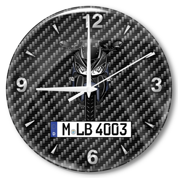 Z 1000 SX Wanduhr personalisiert mit Motorrad u. Kennzeichen! M, Carbon Design