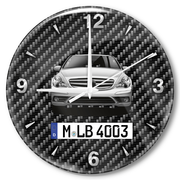R-Klasse Wanduhr personalisiert mit Auto u. Kennzeichen! M, Carbon Design