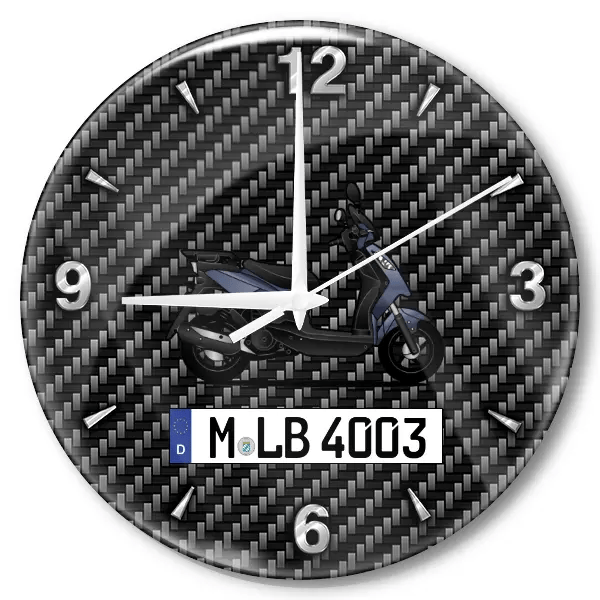 Orbit 2 Wanduhr personalisiert mit Motorrad u. Kennzeichen! M, Carbon Design