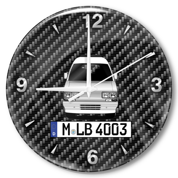 Libero E10 Wanduhr personalisiert mit Auto u. Kennzeichen! M, Carbon Design