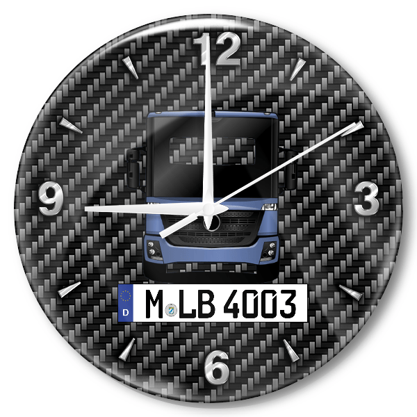 Econic Wanduhr personalisiert mit LKW u. Kennzeichen! M, Carbon Design