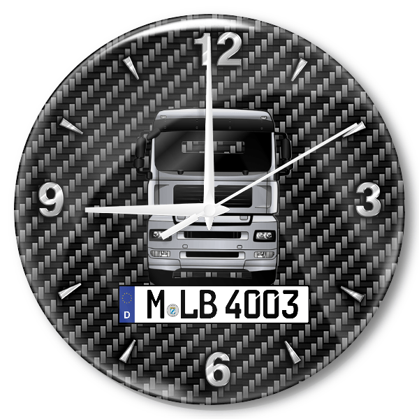 TGA 26.440 Wanduhr personalisiert mit LKW u. Kennzeichen! M, Carbon Design