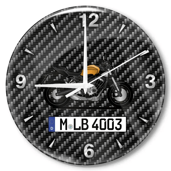 CB650R Wanduhr personalisiert mit Motorrad u. Kennzeichen! M, Carbon Design