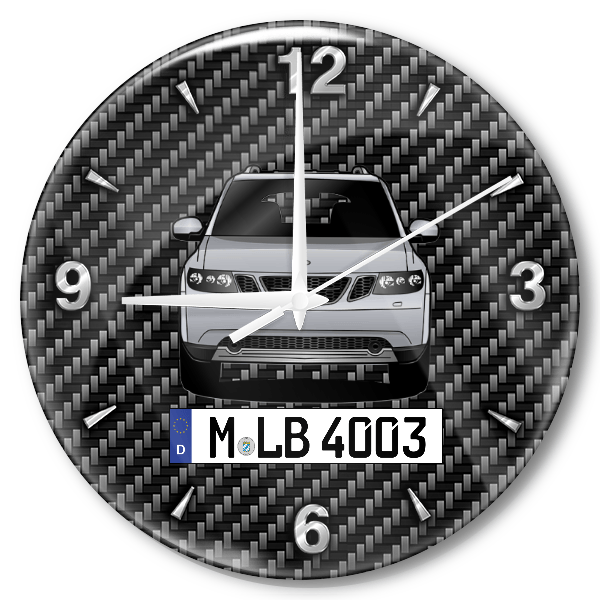 9-7 X Wanduhr personalisiert mit Auto u. Kennzeichen! M, Carbon Design