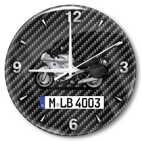 R 1150 RS Wanduhr personalisiert mit Motorrad u. Kennzeichen! M, Carbon Design