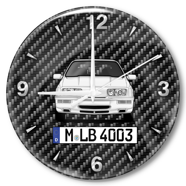 Sierra Limousine Wanduhr personalisiert mit Auto u. Kennzeichen! M, Carbon Design