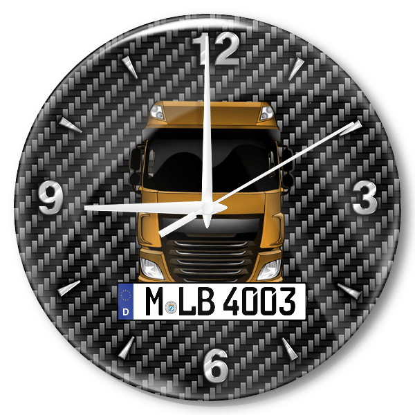 LKW 440 Wanduhr personalisiert mit LKW u. Kennzeichen! M, Carbon Design