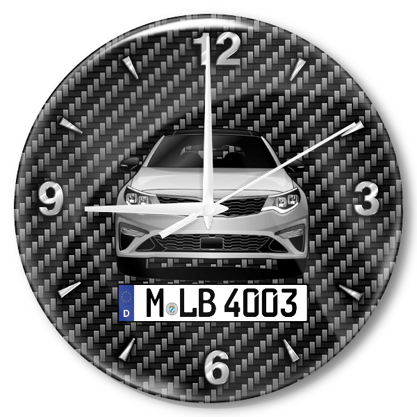 Optima Wanduhr personalisiert mit Auto u. Kennzeichen! M, Carbon Design