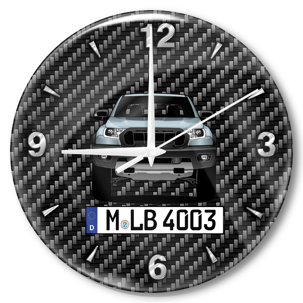 Ranger Double Cab Wanduhr personalisiert mit Auto u. Kennzeichen! M, Carbon Design