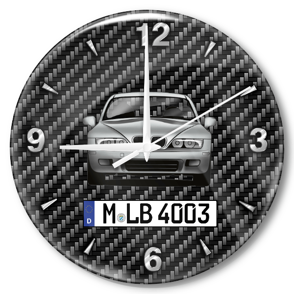 Z3 Coupe Wanduhr personalisiert mit Auto u. Kennzeichen! M, Carbon Design