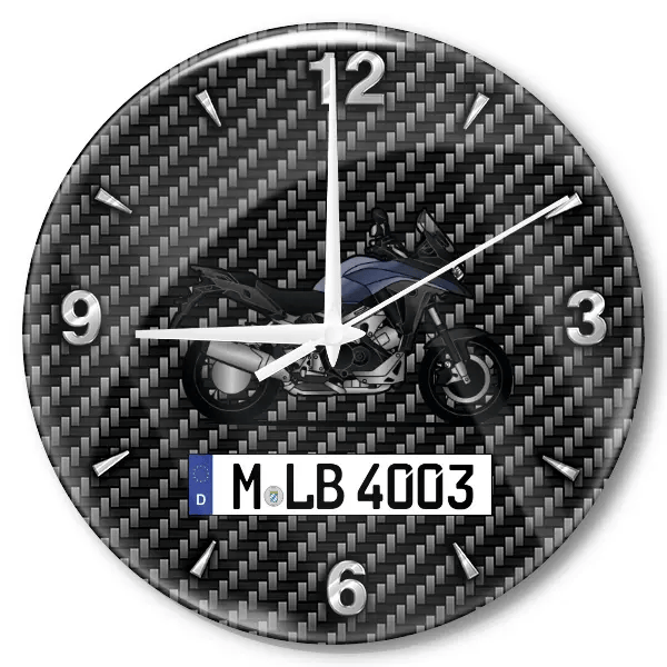 VFR 800X Crossrunner Wanduhr personalisiert mit Motorrad u. Kennzeichen! M, Carbon Design