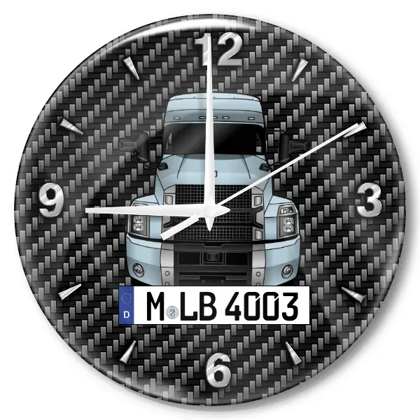 Anthem Wanduhr personalisiert mit LKW u. Kennzeichen! M, Carbon Design
