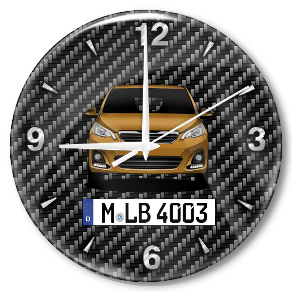 108 Wanduhr personalisiert mit Auto u. Kennzeichen! M, Carbon Design
