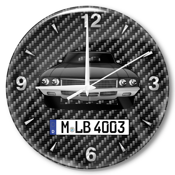 Skylark Limousine Wanduhr personalisiert mit Auto u. Kennzeichen! M, Carbon Design