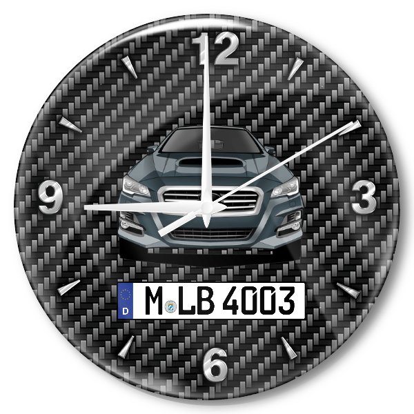 Levorg Wanduhr personalisiert mit Auto u. Kennzeichen! M, Carbon Design