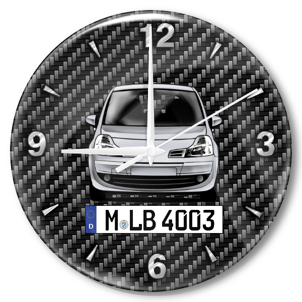 Modus Wanduhr personalisiert mit Auto u. Kennzeichen! M, Carbon Design