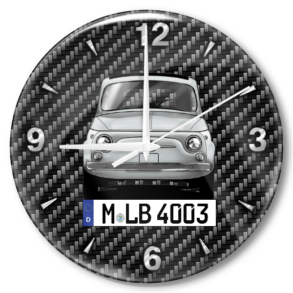 500 Wanduhr personalisiert mit Auto u. Kennzeichen! M, Carbon Design