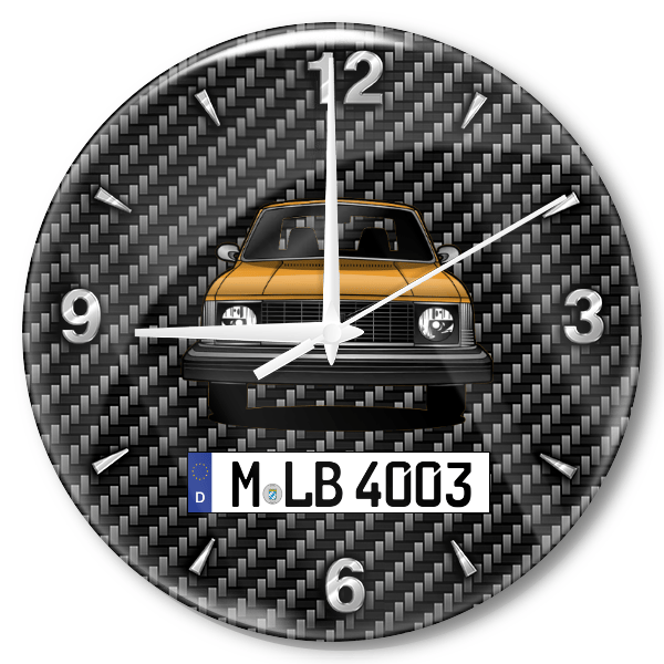 240 Touring Wanduhr personalisiert mit Auto u. Kennzeichen! M, Carbon Design