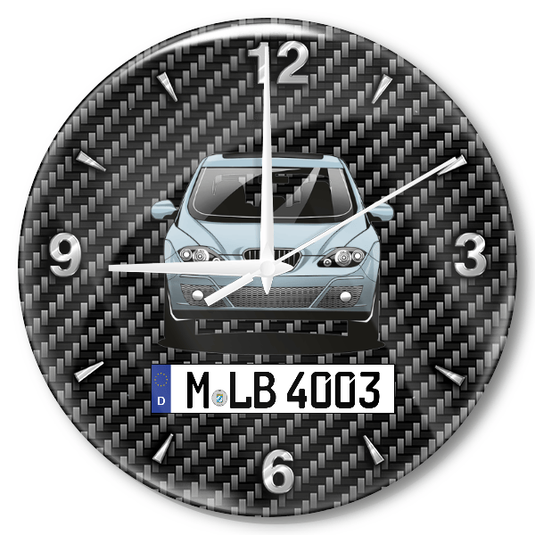 Altea Wanduhr personalisiert mit Auto u. Kennzeichen! M, Carbon Design