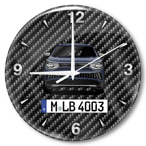 ID.6 Wanduhr personalisiert mit Auto u. Kennzeichen! M, Carbon Design