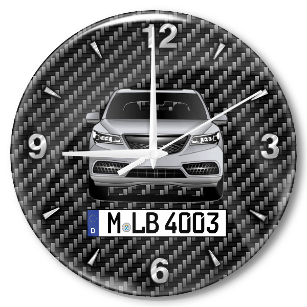 MDX Wanduhr personalisiert mit Auto u. Kennzeichen! M, Carbon Design