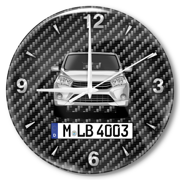Celerio Wanduhr personalisiert mit Auto u. Kennzeichen! M, Carbon Design
