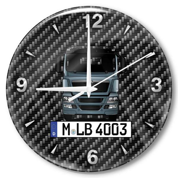 TGS 18.480 Wanduhr personalisiert mit LKW u. Kennzeichen! M, Carbon Design