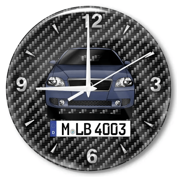 Croma Estate Wanduhr personalisiert mit Auto u. Kennzeichen! M, Carbon Design