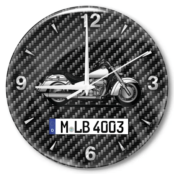 VT 750 C Wanduhr personalisiert mit Motorrad u. Kennzeichen! M, Carbon Design