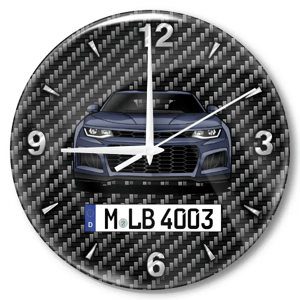 Camaro RS Coupe Wanduhr personalisiert mit Auto u. Kennzeichen! M, Carbon Design