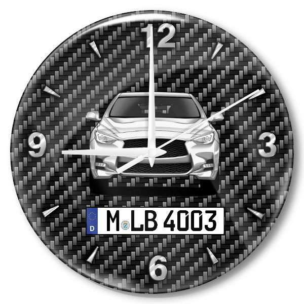 Q30 Wanduhr personalisiert mit Auto u. Kennzeichen! M, Carbon Design