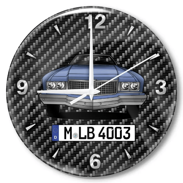 Caprice Cabriolet Wanduhr personalisiert mit Auto u. Kennzeichen! M, Carbon Design