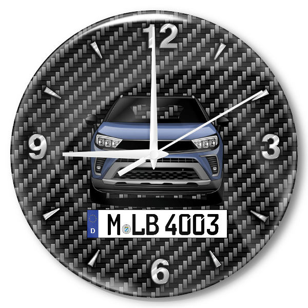 Crossland Wanduhr personalisiert mit Auto u. Kennzeichen! M, Carbon Design